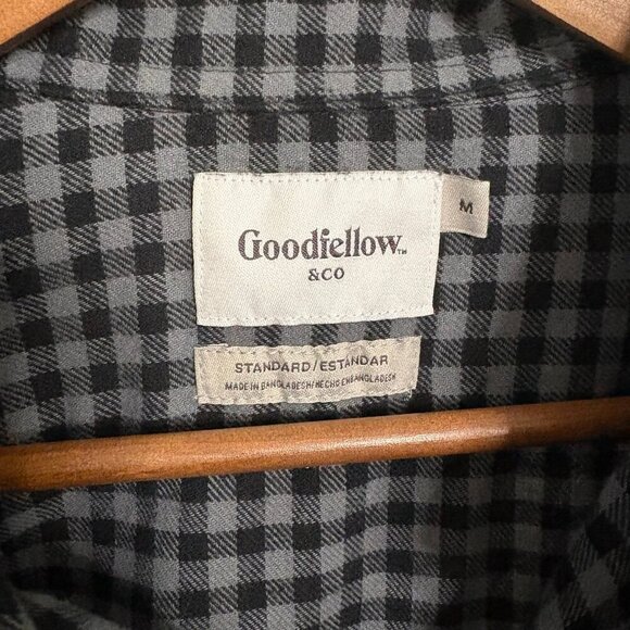 Goodfellow Black Grey Checkered Flannel Button Down Large - Picture 6 of 6